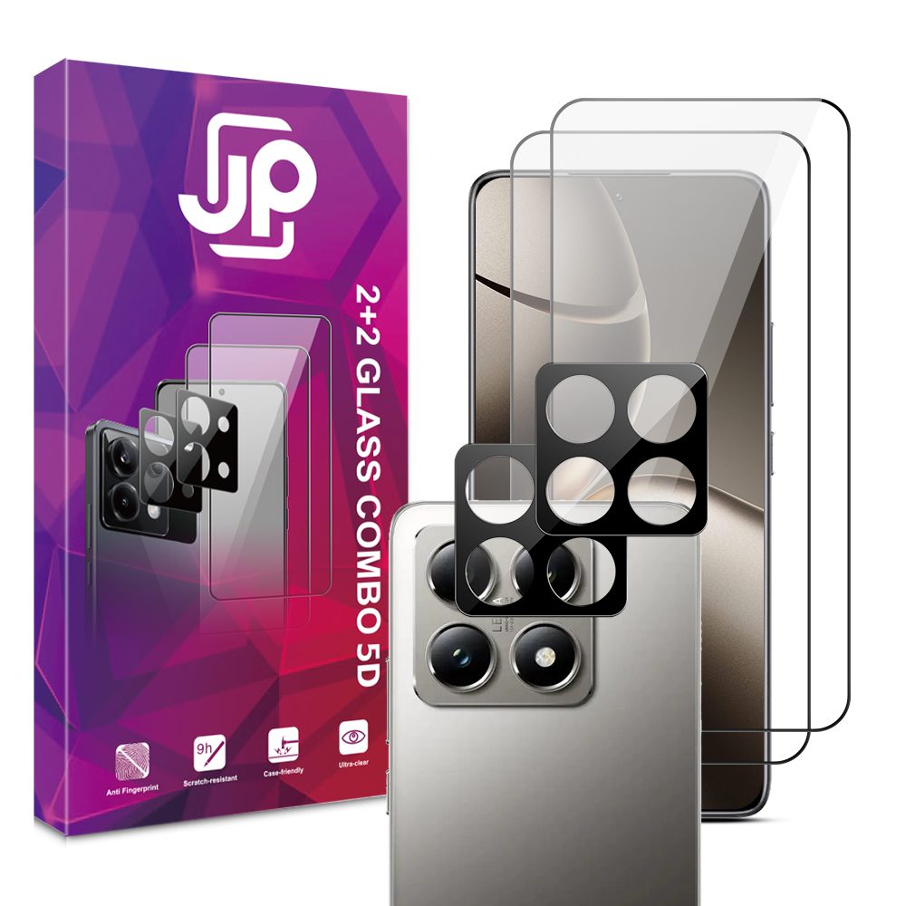 Levně JP 5D Combo pack, Sada 2 5D tvrzených skel a 2 sklíček na fotoaparát, Xiaomi 14T Pro