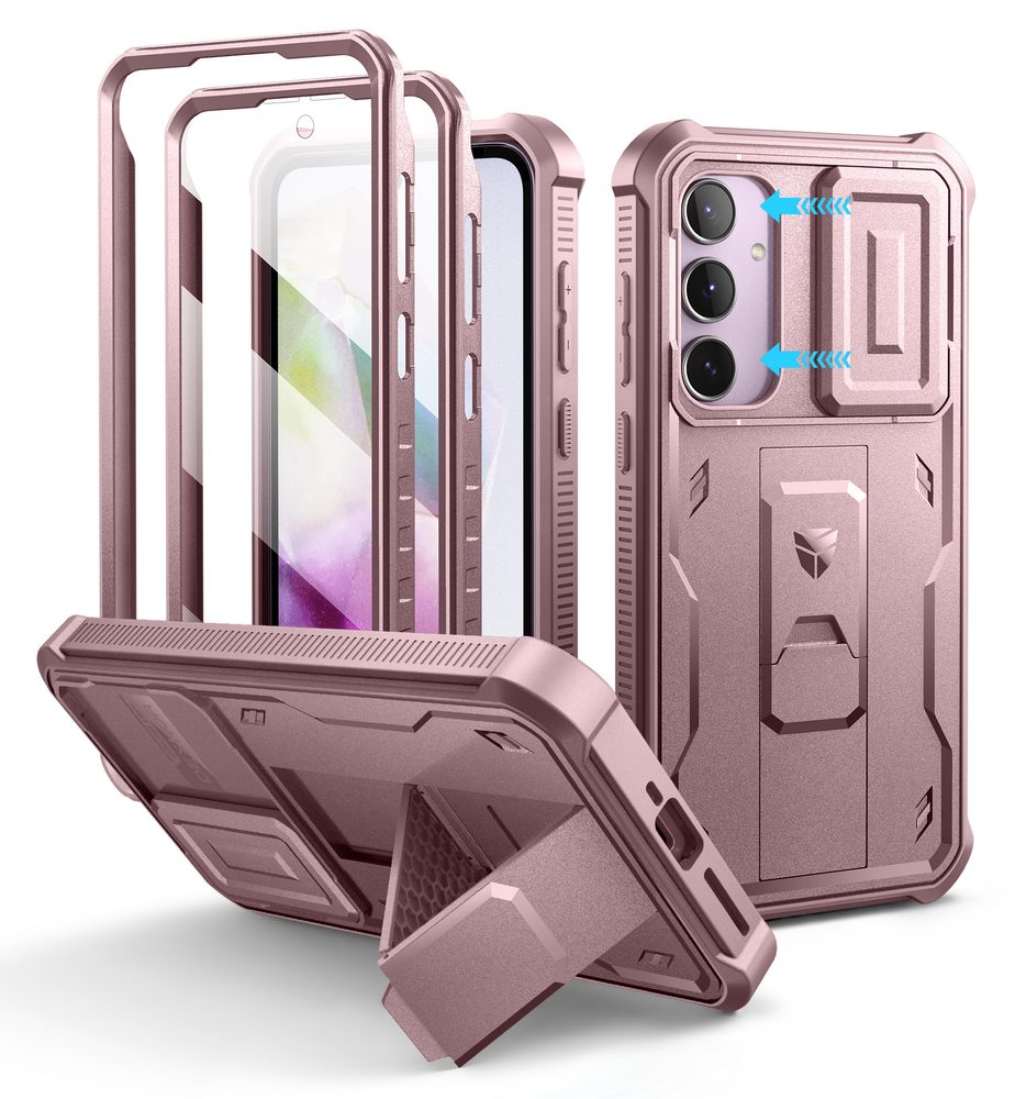 Dexnor 360 Kickstand Camprotector obal Samsung Galaxy A35, růžový