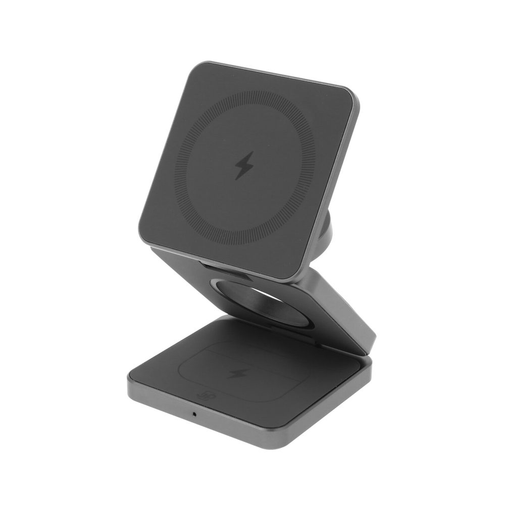 Încărcător wireless pliabil JP Qi 3-în-1 Aluminiu 15W, gri