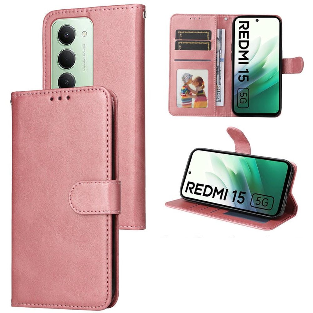 Mágneses tok, Xiaomi Redmi 15, rózsaszín