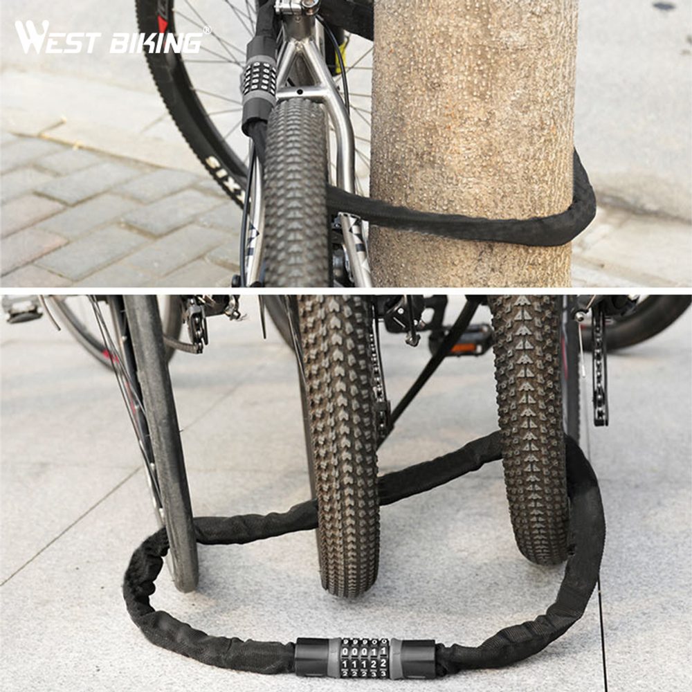 West Biking Digitálny reťazový zámok na bicykel, čierny