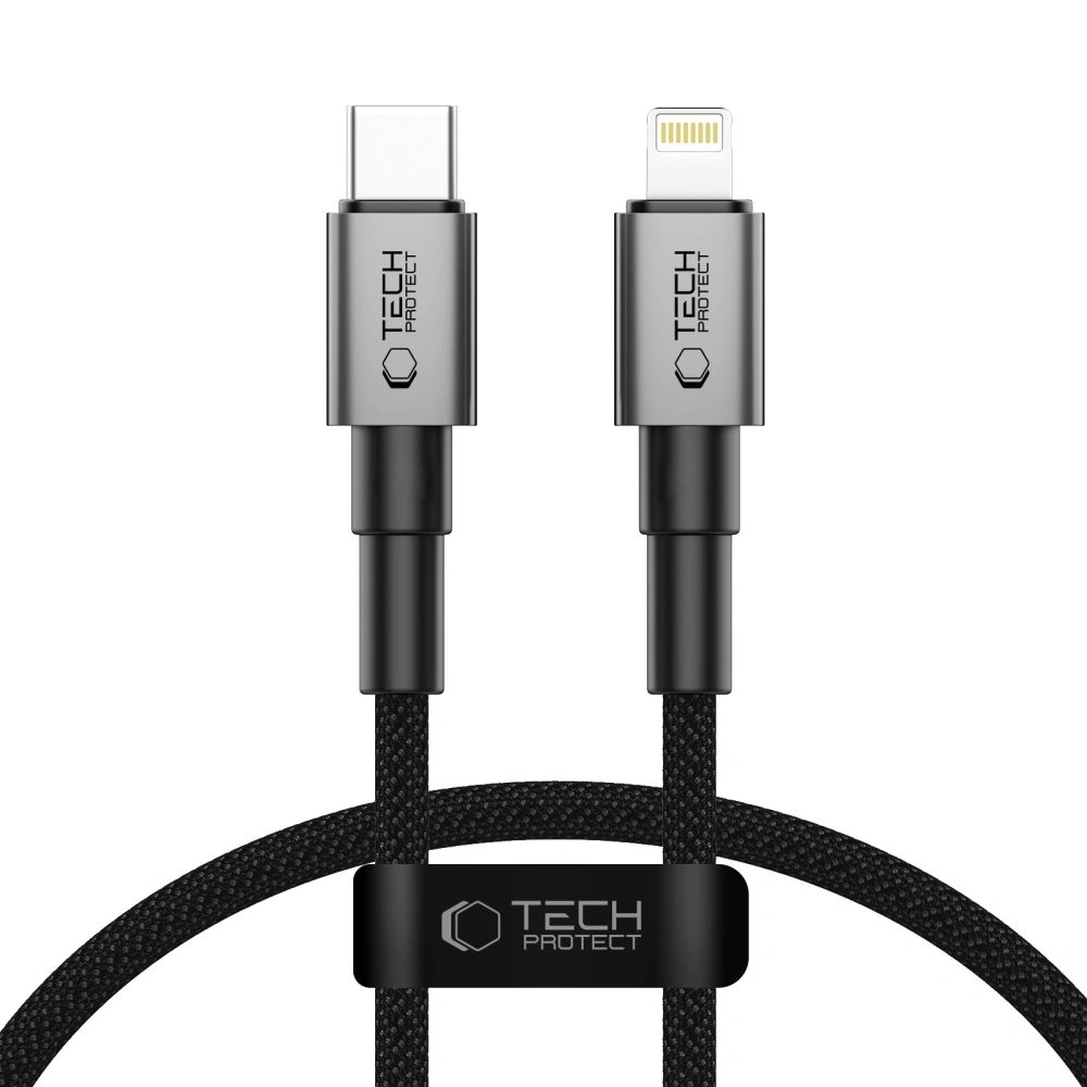 Tech-Protect UltraBoost DNA Lightning kábel, PD27W/3A, 0,25m, szürke