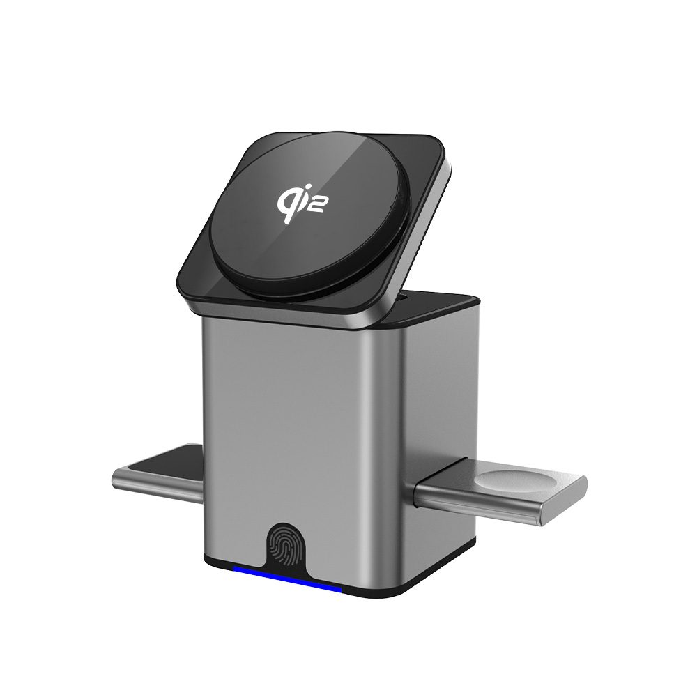 MagCube Pro Qi2 Încărcător wireless pliabil inteligent 3în1 cu MagSafe cu încărcare 15W, gri