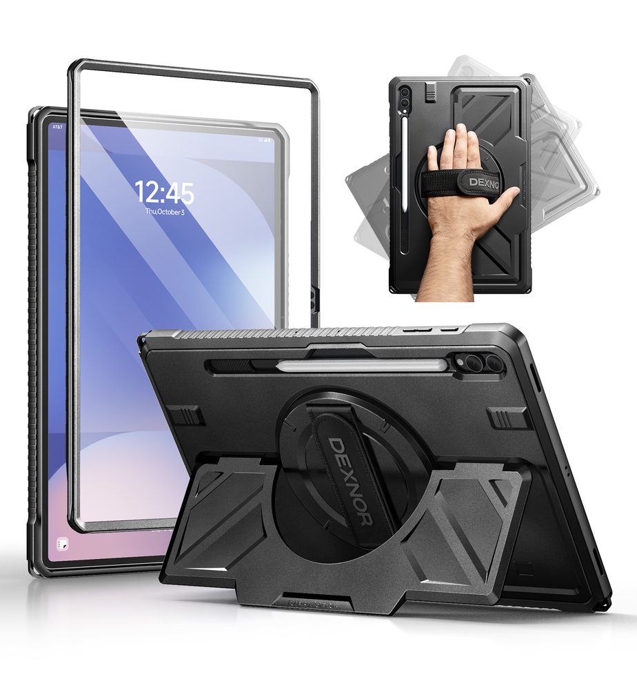 Levně Dexnor 360 Rotating obal, Samsung Galaxy Tab S8 Ultra / S9 Ultra / S10 Ultra, černý