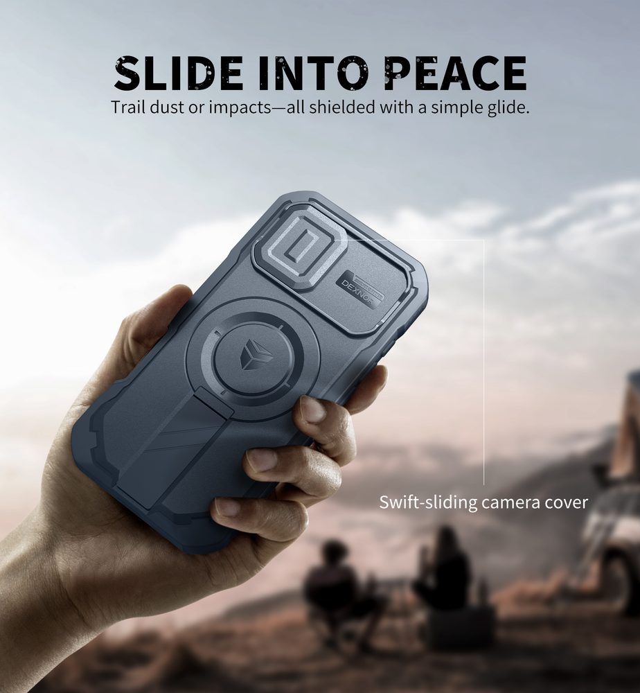 Dexnor MagSafe 360 Kickstand Camprotector obal iPhone 17, modrý