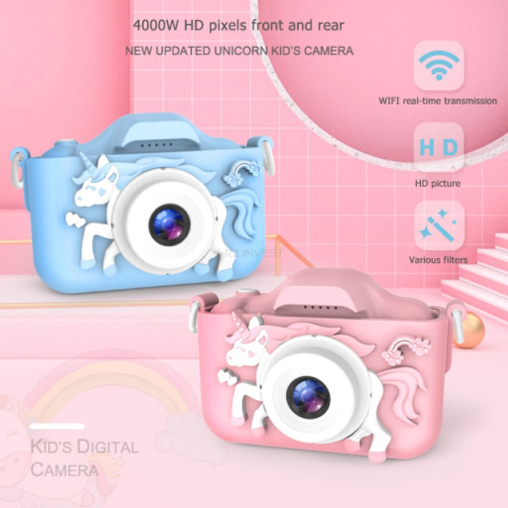Gyermekkamera X5 Egyszarvú Motívummal, Rózsaszínű