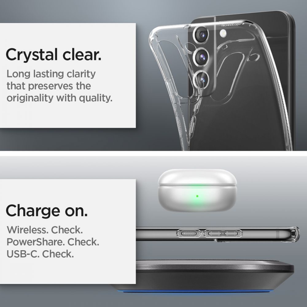 Spigen Liquid Crystal Telefontok, Samsung Galaxy S22, Crystal Clear