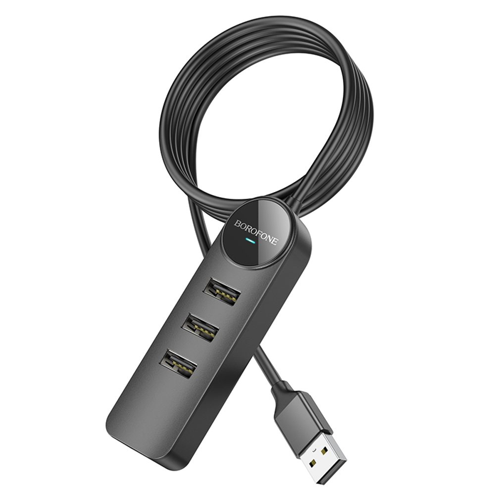 Borofone DH5 Erudite Adaptér 4v1, USB Na 4x USB 2.0, 1,2 M, čierny