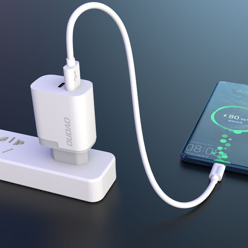 Dudao USB - USB-C, Power Delivery, Quick Charge 3.0, 3A, 22.5W, Töltő, Fehér, A6xsEU