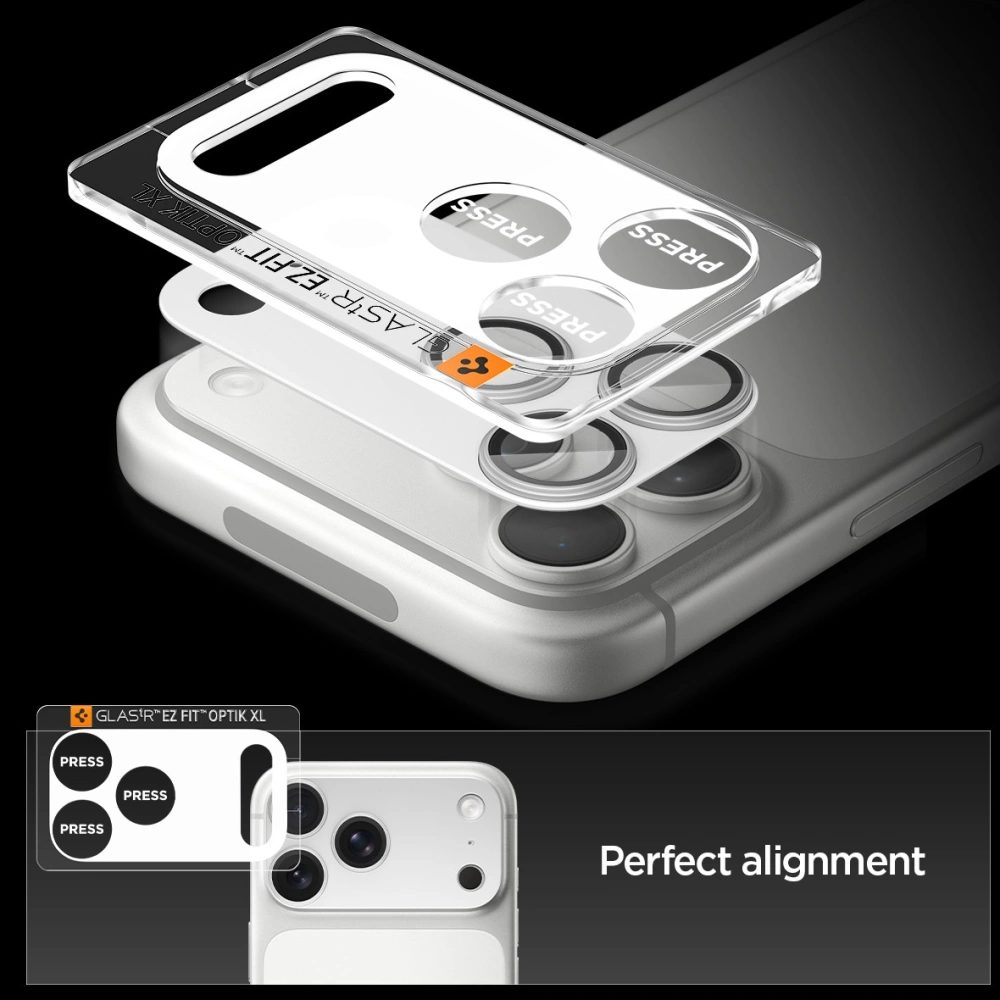 Spigen Optik Pro XL TR EZ Fit ochrana fotoaparátu, iPhone 17 Pro, strieborná