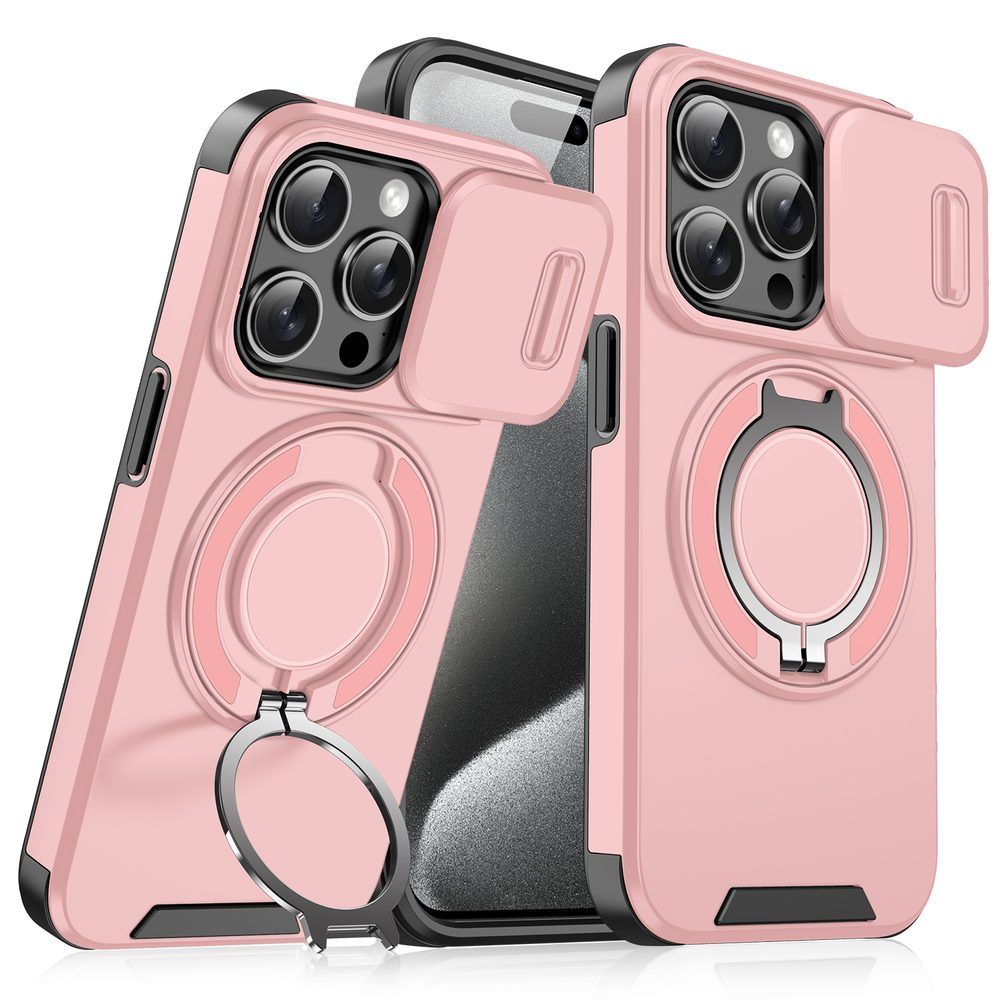 Levně Camslide Stand obal, iPhone 15, růžový