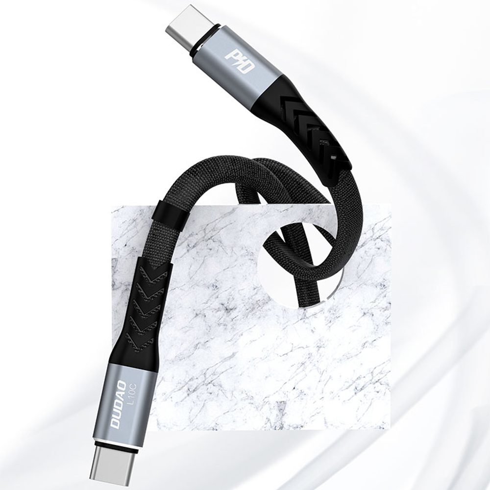 Dudao L10C kábel USB-C - USB-C, PD 100W 5A, 0,23 m, čierny
