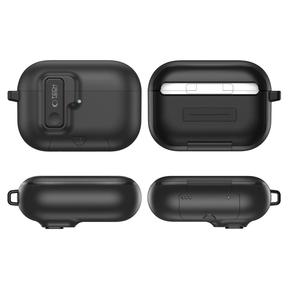 Tech-Protect Slim Hook puzdro, Apple AirPods Pro 3, čierne