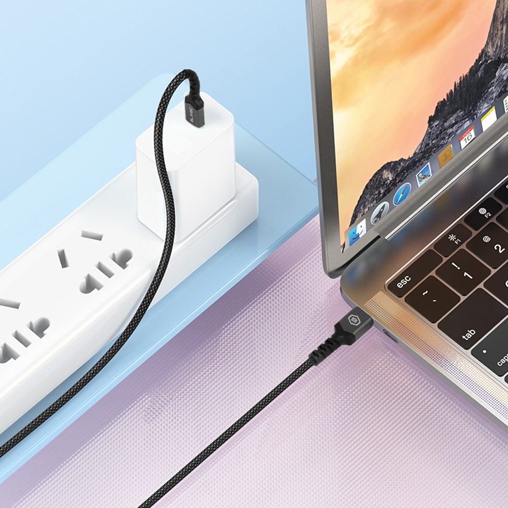 Blavec kábel USB-C - USB-C, PD, 60W, 3A, 0,5 m, čierno-sivý
