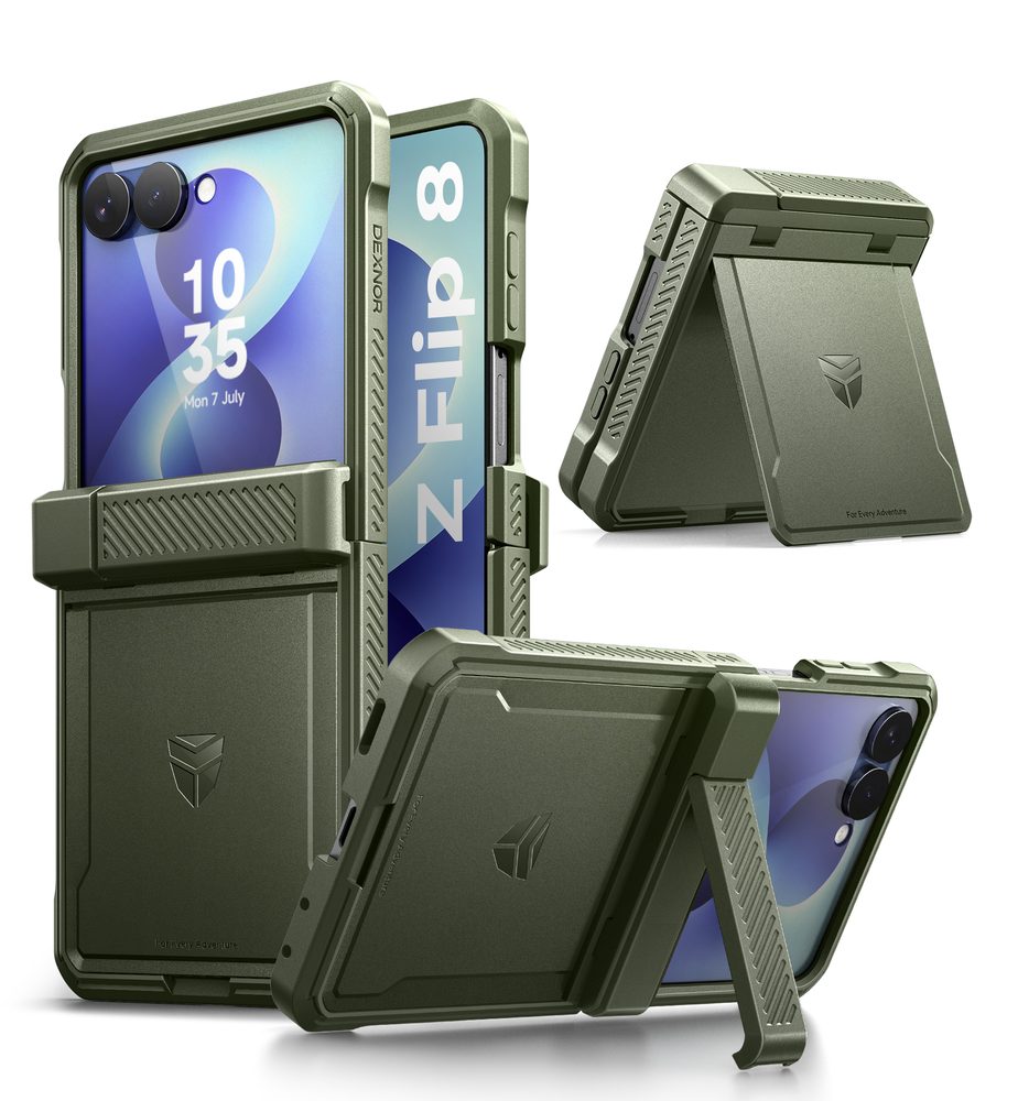 Husa Dexnor 360 Kickstand pentru Samsung Galaxy Z Flip 8, verde