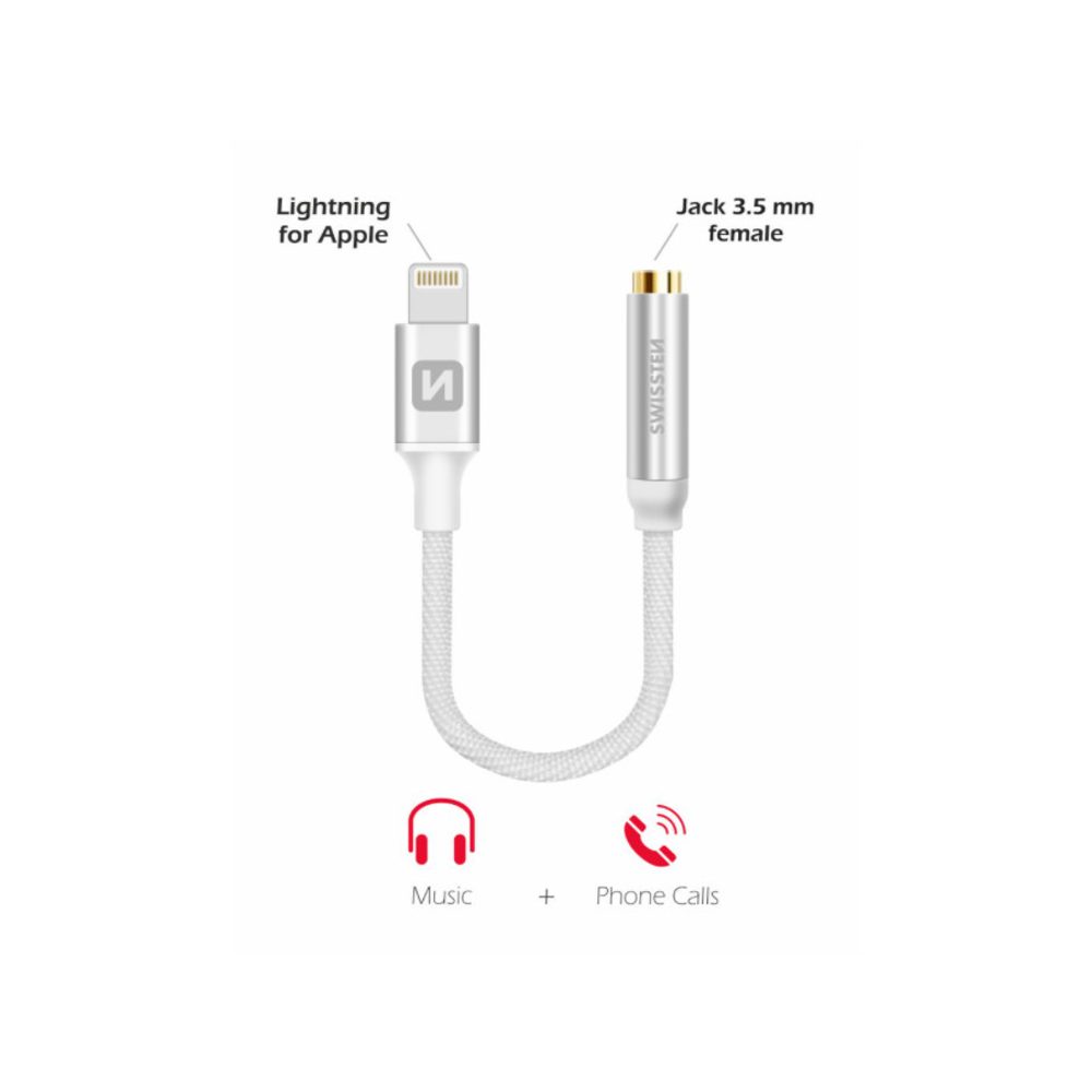 Swissten audio adaptér Lightning / Jack, bílý