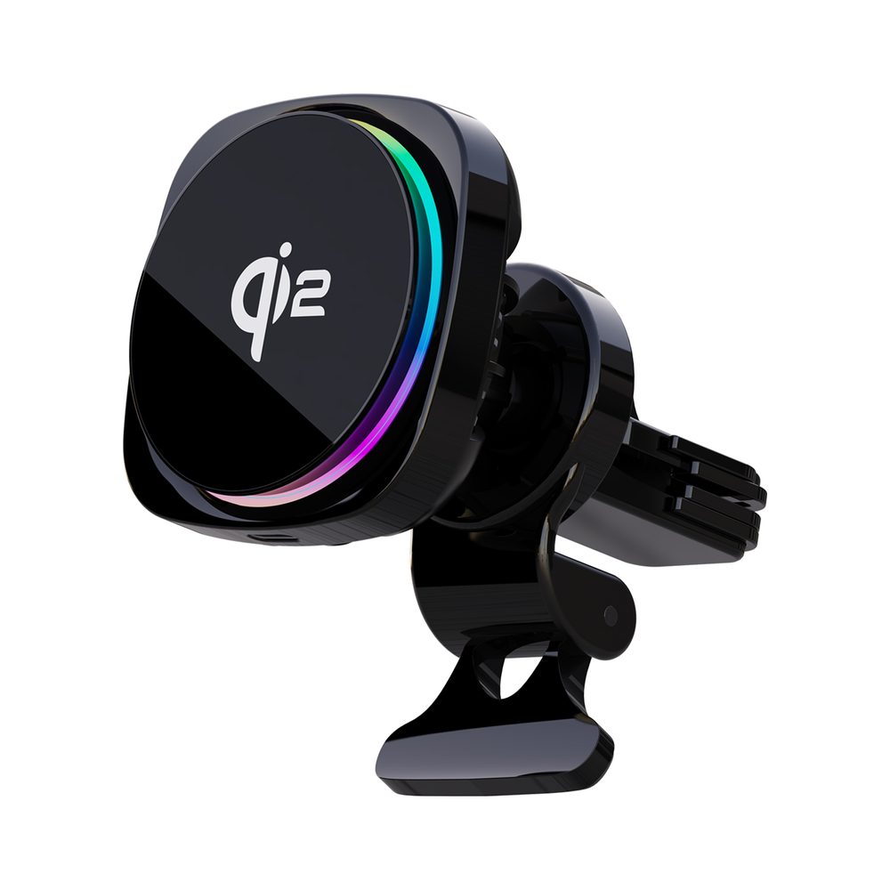 Suport auto MagSafe cu încărcare wireless Qi2, răcire și rotație automată