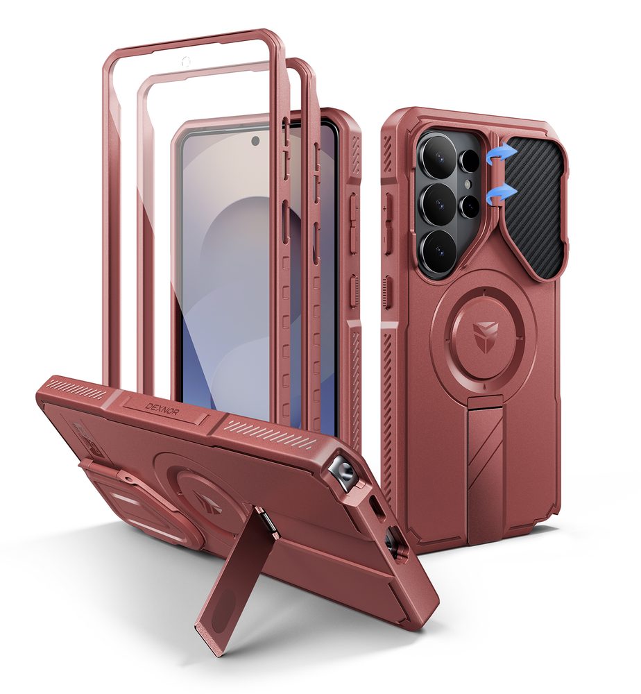 Dexnor MagSafe 360 Kickstand Camprotector maska Samsung Galaxy S26 Ultra, bordo