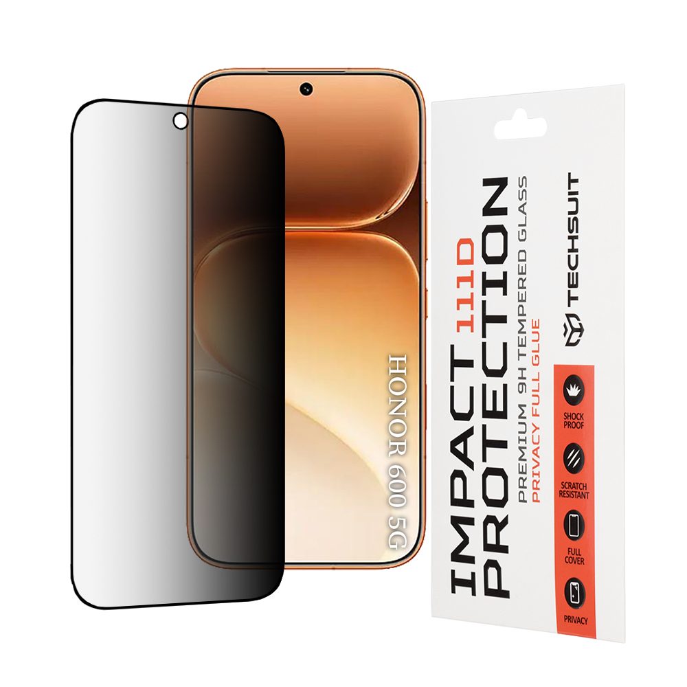 Techsuit 111D Privacy Sticlă securizată, Honor 600 / 600 Pro, negru