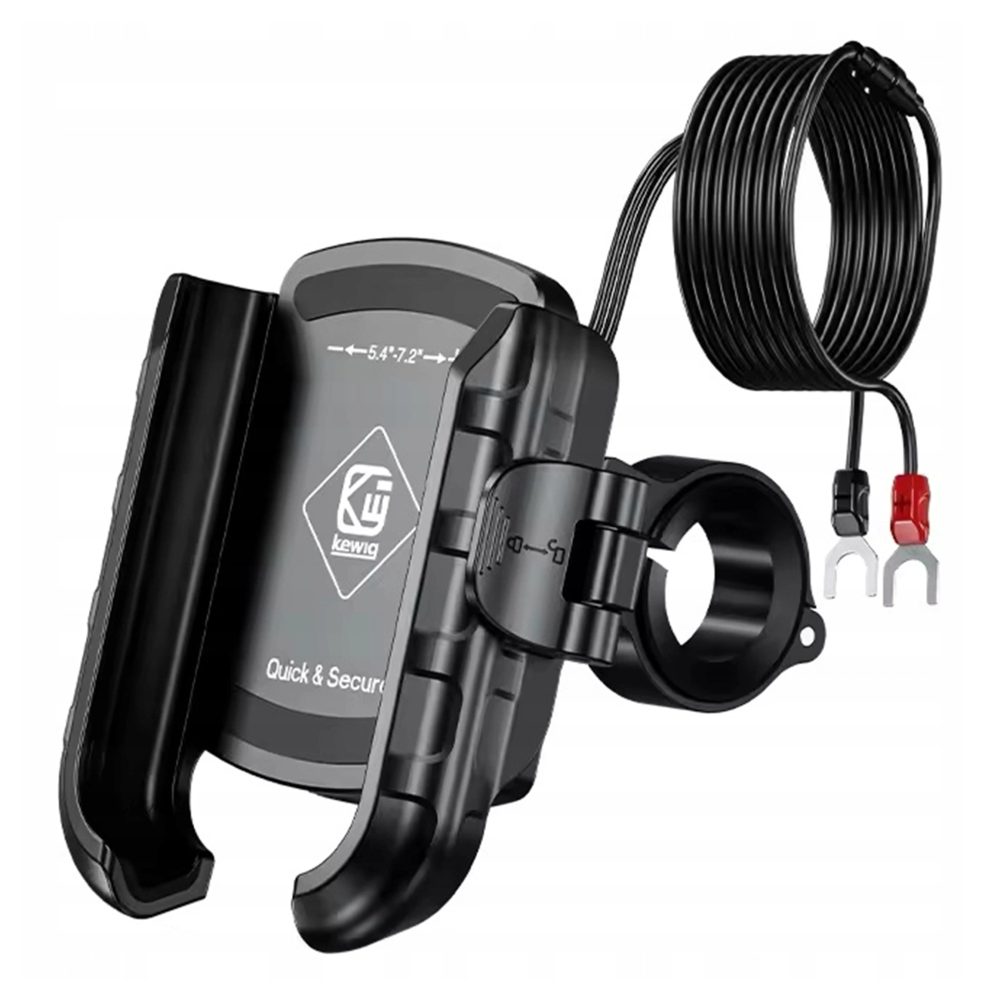 Kewig 360° Motociklistički držač za telefon s punjenjem 36 W, USB-C, crni