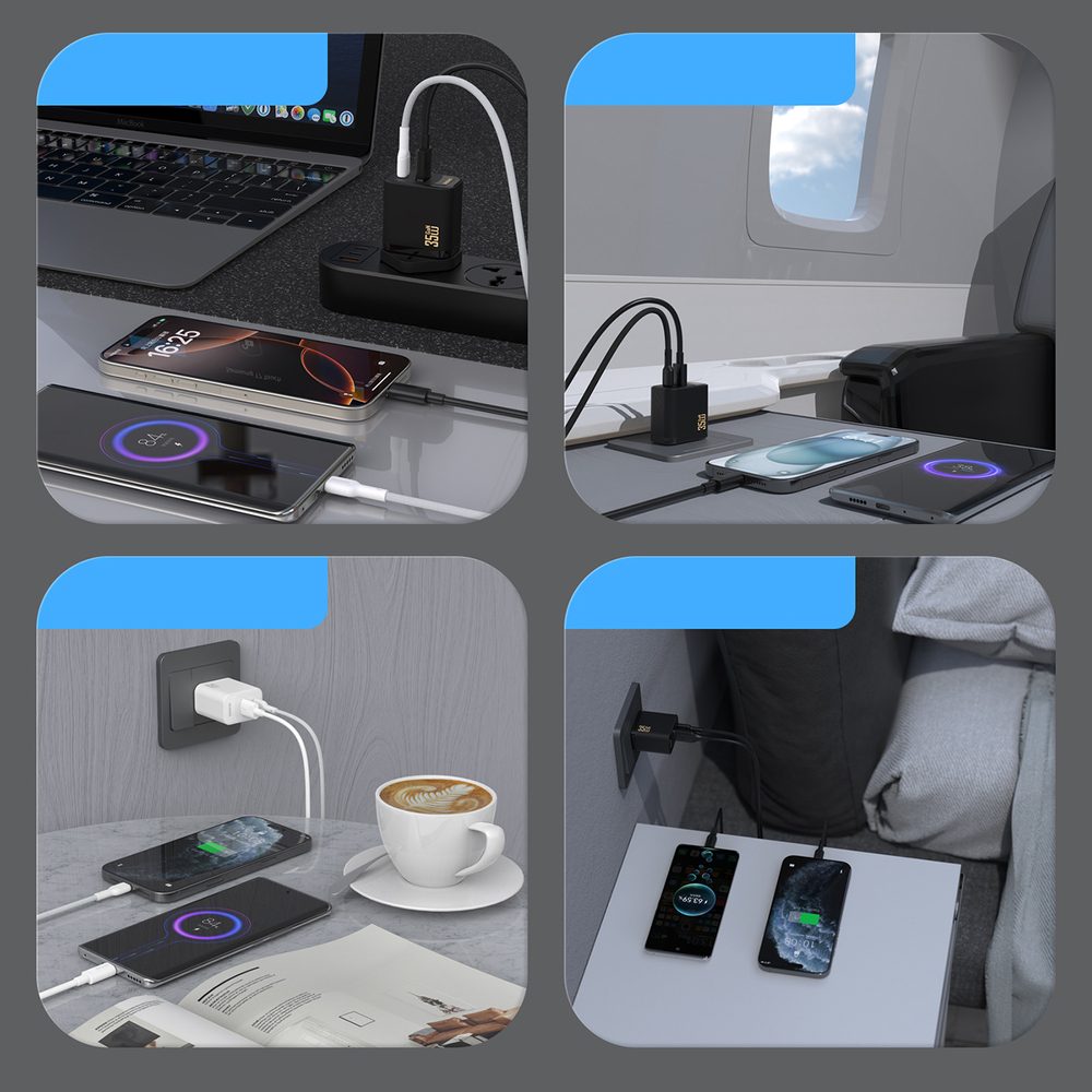 Dudao A27Max nabíjačka USB-A + USB-C, 35W GaN, čierna