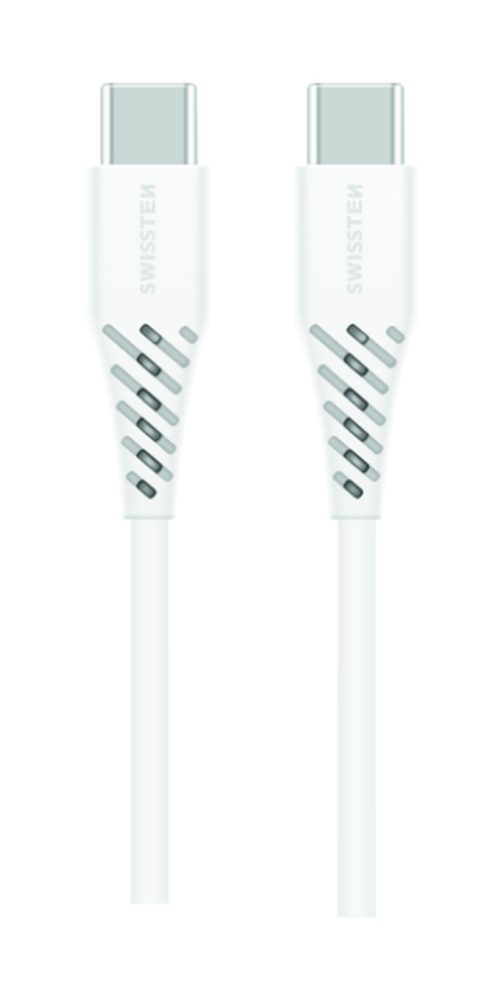Cablu De Date Swissten TPE, USB-C / USB-C, 5A (100W), 1,5 M, Alb