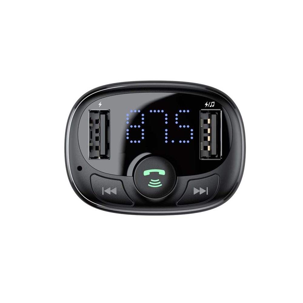 Baseus T FM Bluetooth Adó, 2x USB, MicroSD, Fekete