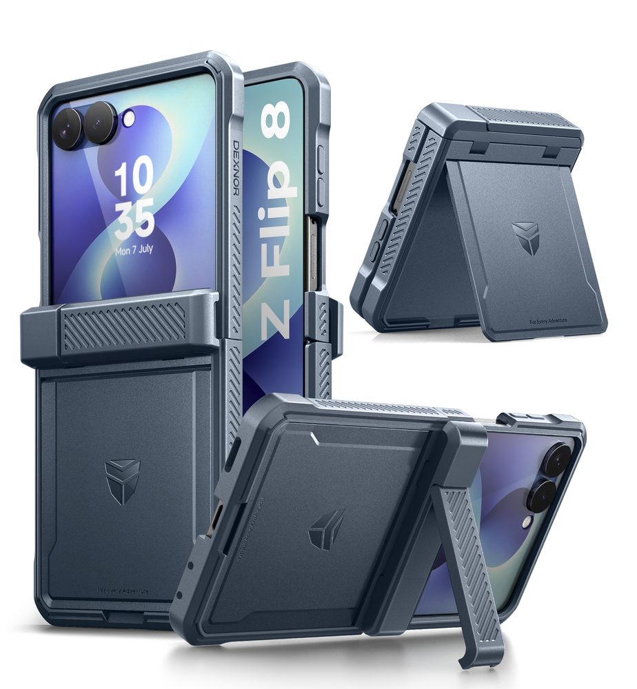 Husa Dexnor 360 Kickstand pentru Samsung Galaxy Z Flip 8, albastră