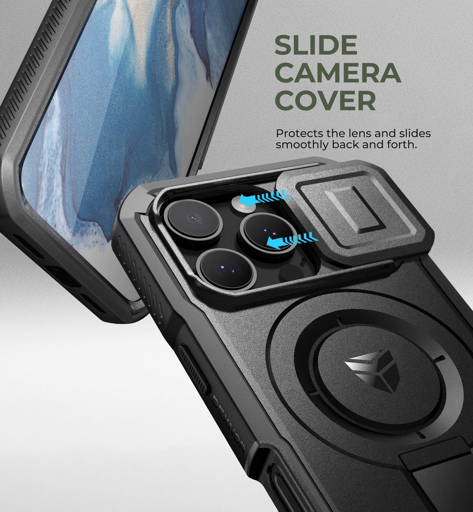 Dexnor MagSafe 360 Kickstand Camprotector obal iPhone 16 Pro Max, čierny