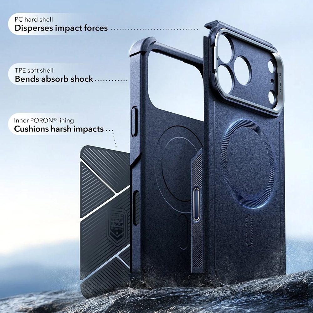 Kryt ESR Cyber Armor Kickstand, iPhone 17 Pro Max, modrý