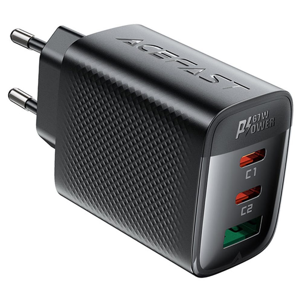 Acefast nabíjačka A108 GaN, 67W, 3A, 2x USB-C + USB, čierna