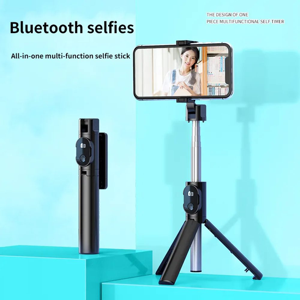 MINI P20 Palica Za Selfije S Snemljivim Daljinskim Upravljalnikom Bluetooth In Stativom, črna