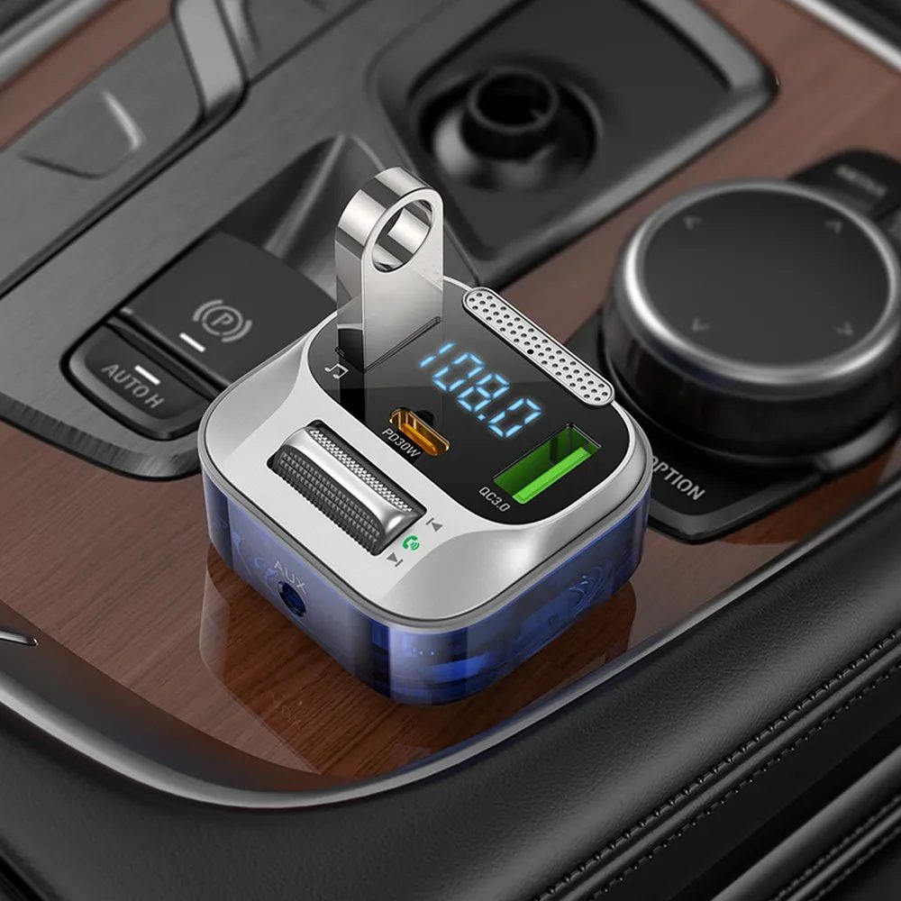 Hoco Auto Punjač PD30W QC3.0 + Bluetooth FM Odašiljač E75, Tamnoplavi