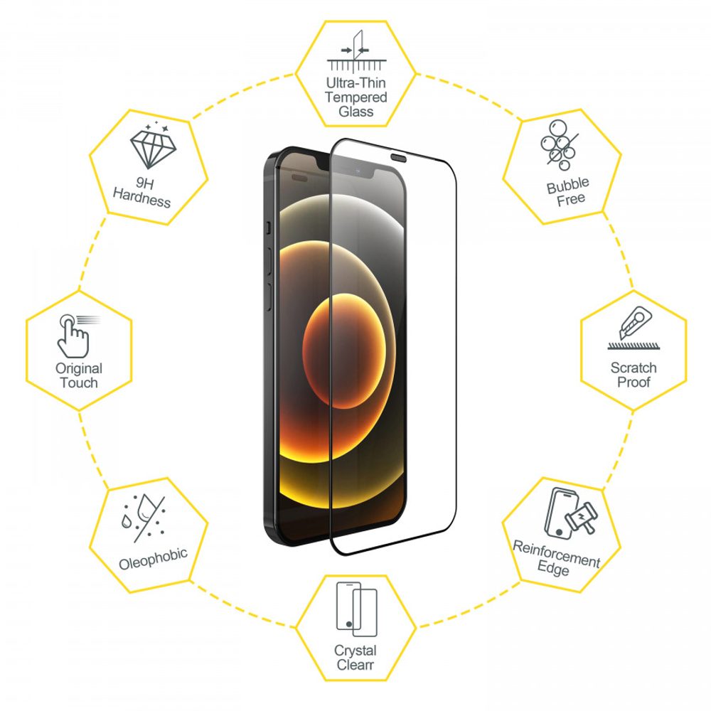 Zifriend, iPhone 11 Pro, 3D Tvrdené sklo Full Cover s aplikátorom, čierne