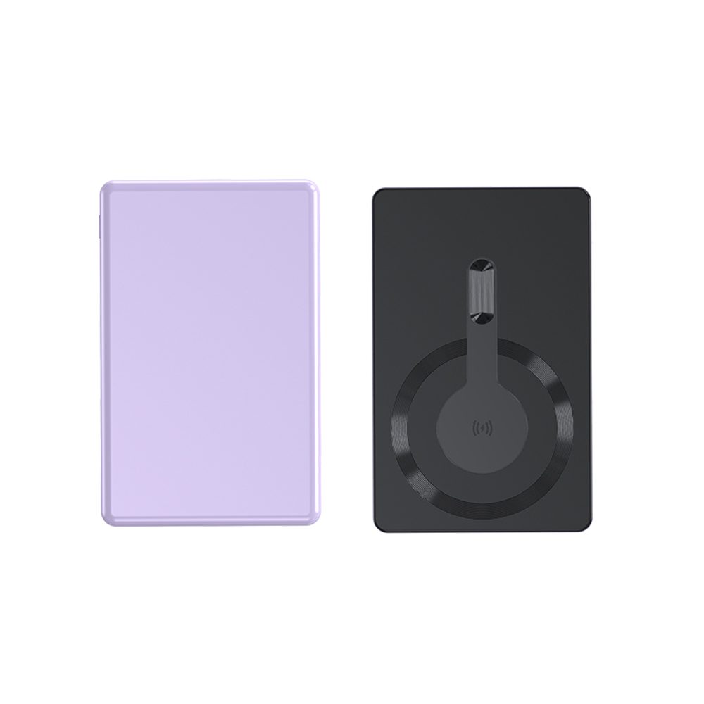 Alumínium Ultrathin Magsafe vezeték nélküli energiatároló, 5000mAh, 22,5W, QC, lila