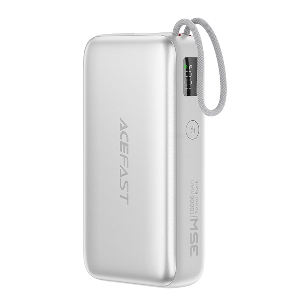 Levně Acefast Powerbanka (M32) 10 000 mAh, USB-C + USB-C kabel, PD35W, stříbrná