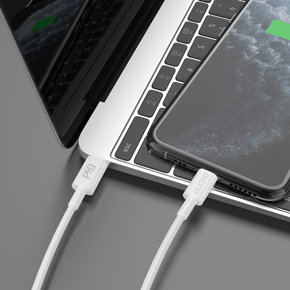 Dudao L6X kábel USB-C - Lightning, PD 20W, 1m, biely