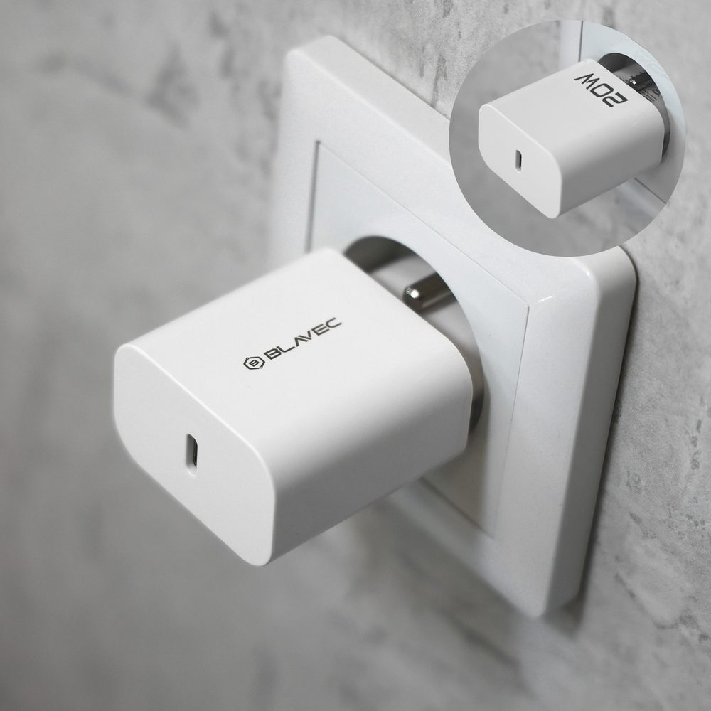Blavec nabíjačka BC-9, PD 20W 3A, USB-C, biela