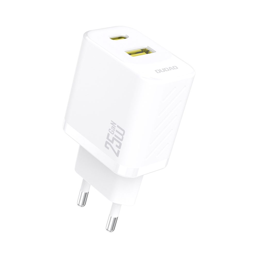 Levně Dudao A26TEU nabíječka USB-A + USB-C, GaN 25W, bílá