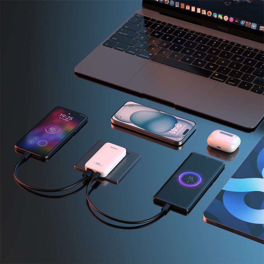 Dudao A65Q cestovná nabíjačka USB-A + USB-C, 65W GaN PD, biela