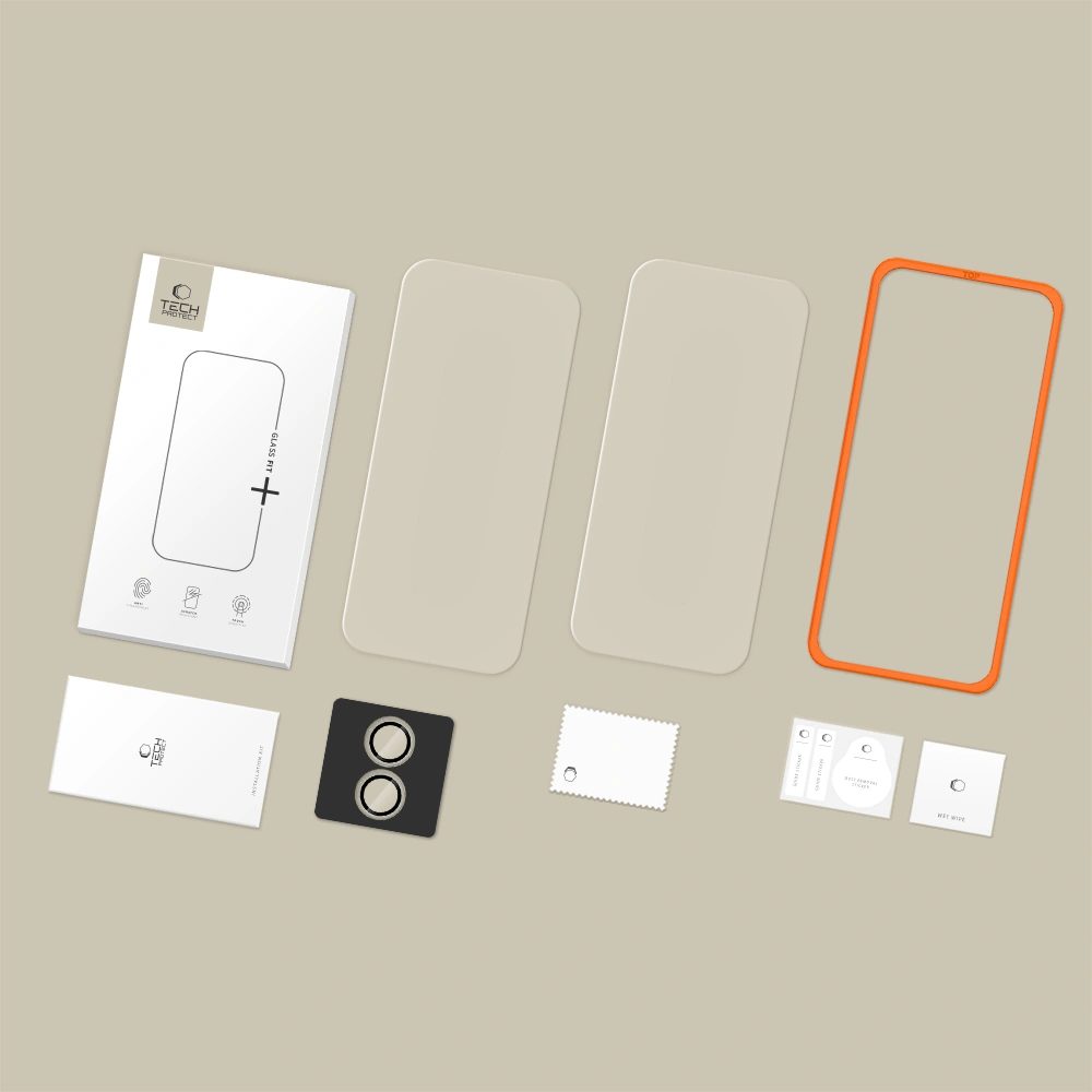 Tech-Protect Easy Set+, 2 tvrdené sklá + sklo na objektív, iPhone 17