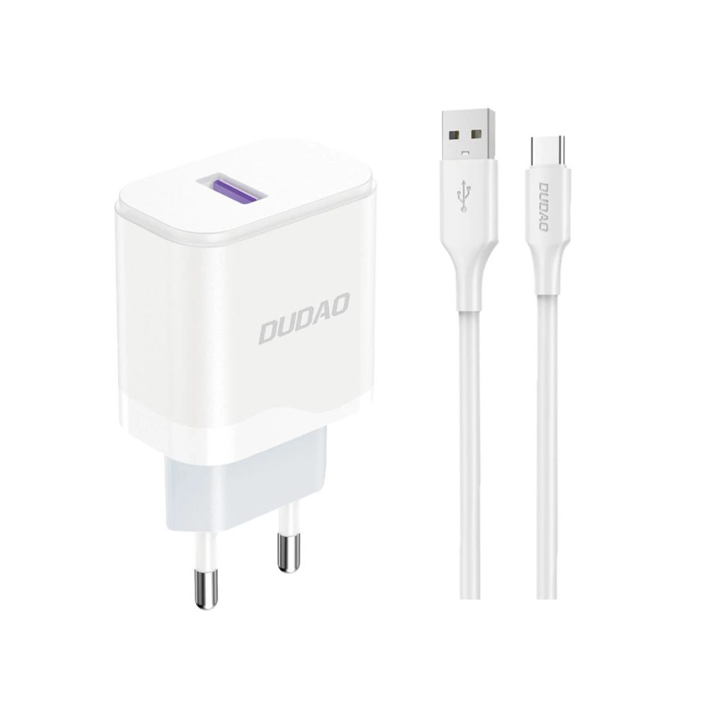 Dudao A20EU USB töltő 18W + USB - USB-C kábel, fehér
