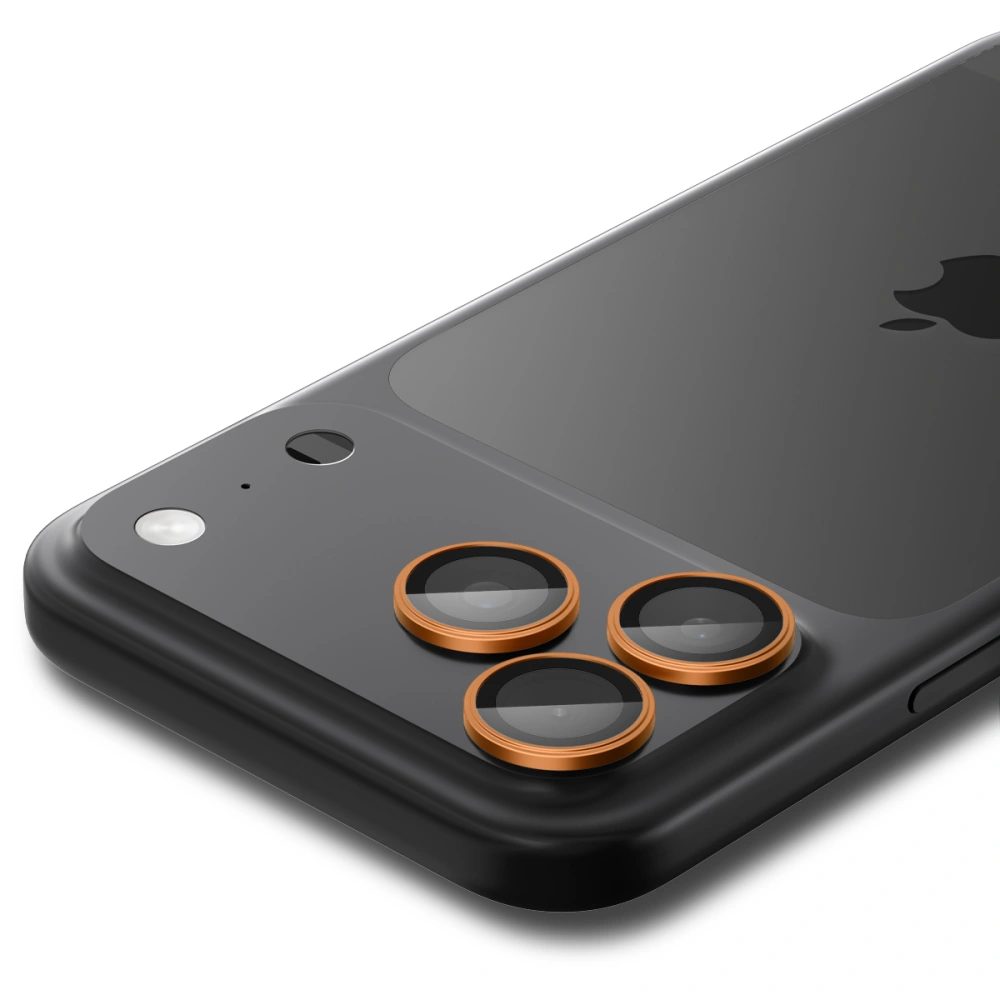 Spigen Optik.TR Ez Fit ochrana fotoaparátu, 2 kusy, iPhone 14 Pro / Max / 15 Pro / Max / 16 Pro / Max / 17 Pro / Max, oranžová