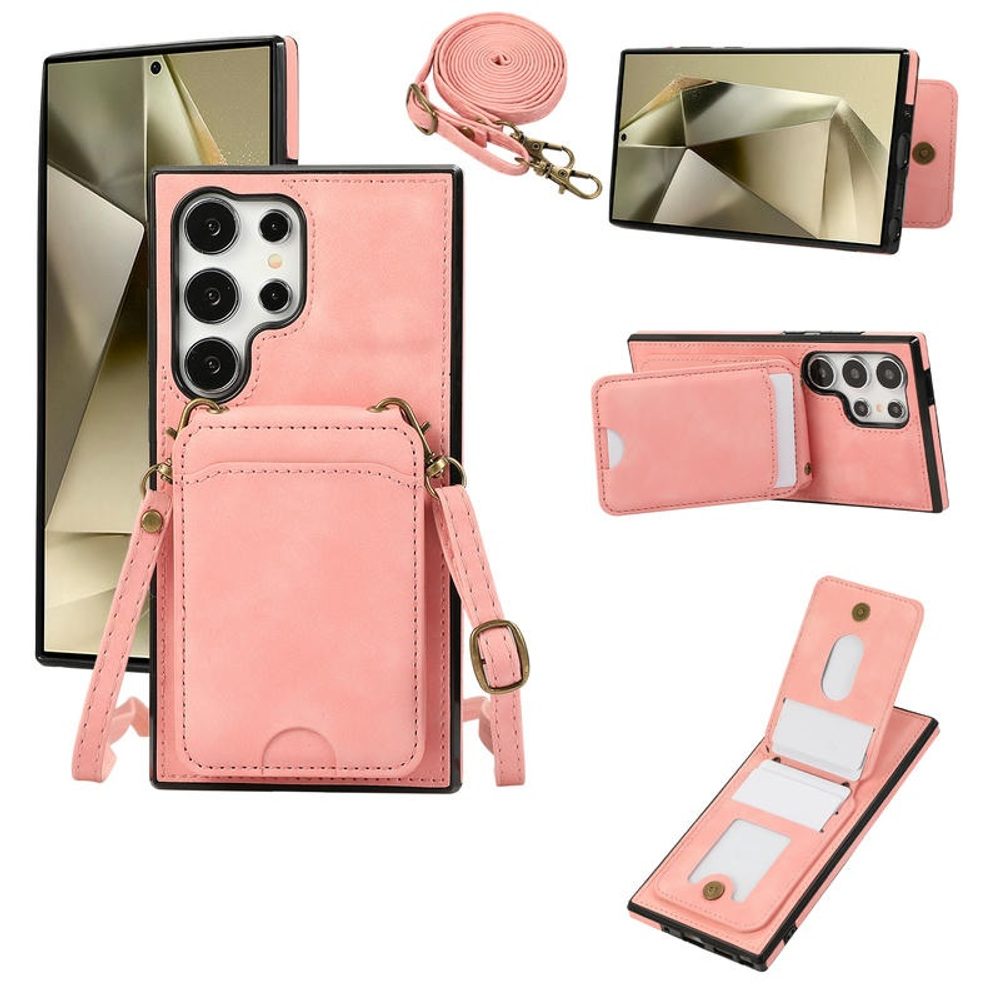 Levně Crossbody obal, Samsung Galaxy S25 Ultra, růžový