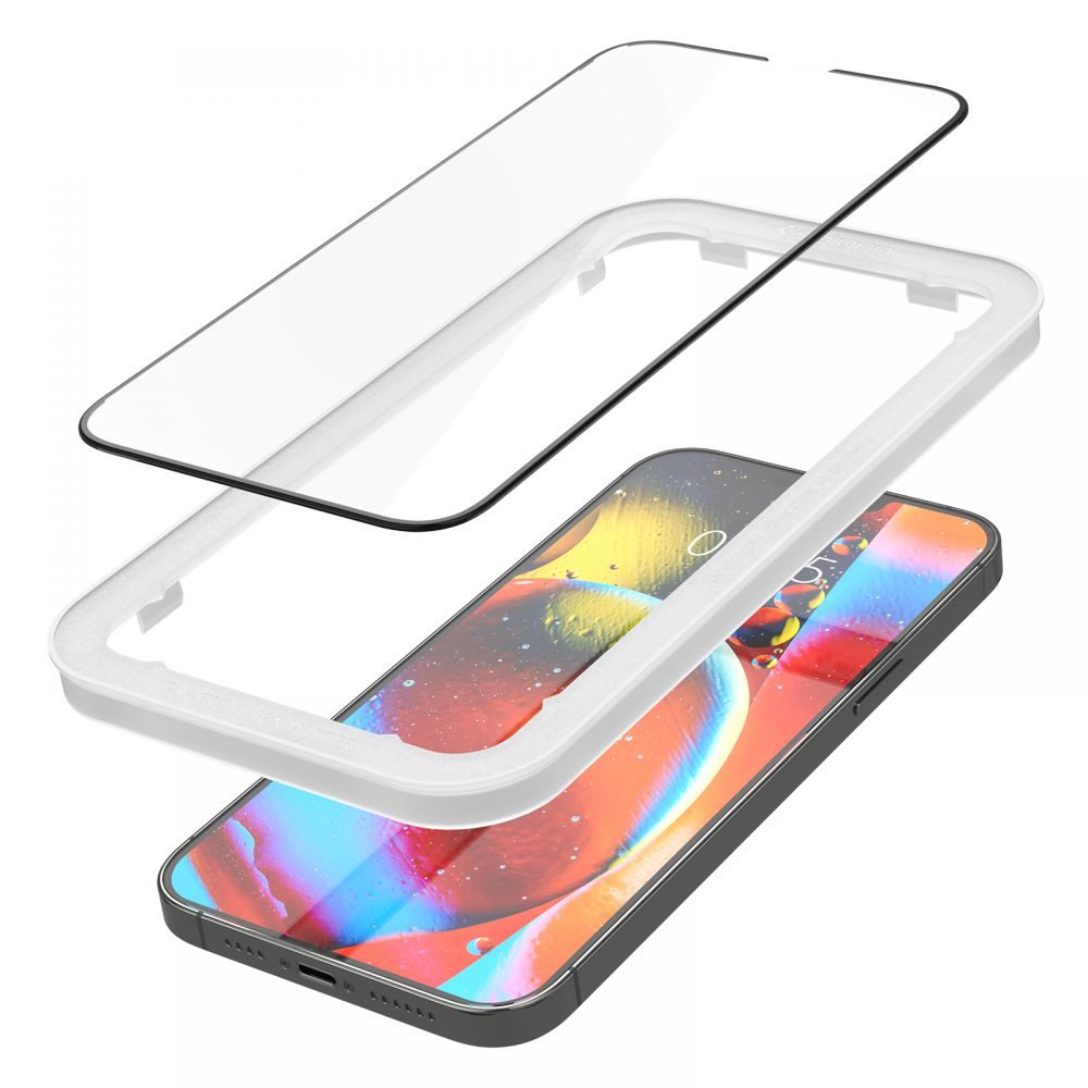 Spigen ALM Glass FC Zaščitno Kaljeno Steklo 2 Kosa, IPhone 13 Pro Max / 14 Plus, črno