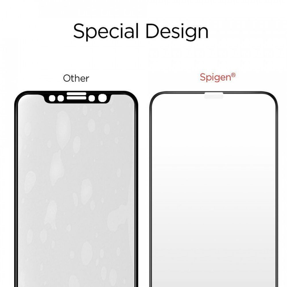 Spigen Full Cover Glass FC Zaščitno Kaljeno Steklo, IPhone X / Xs / 11 Pro, črno