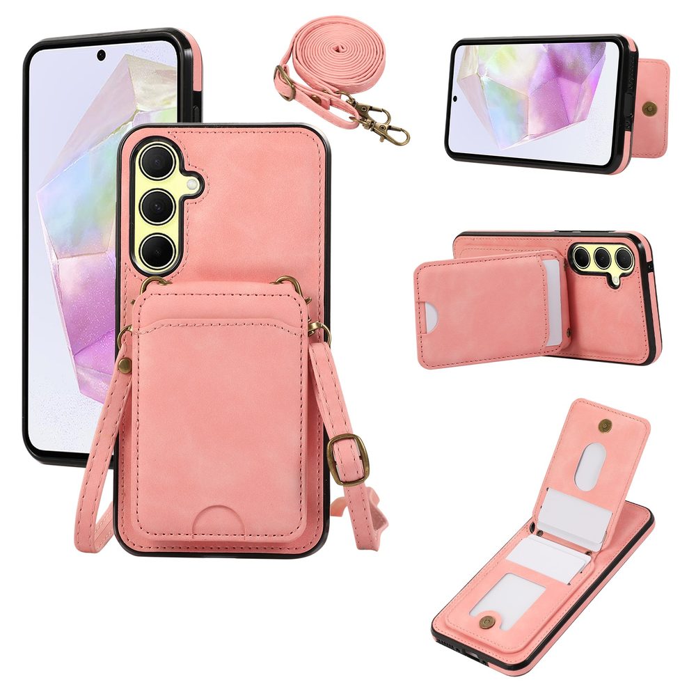 Husă crossbody, Samsung Galaxy A55, roz