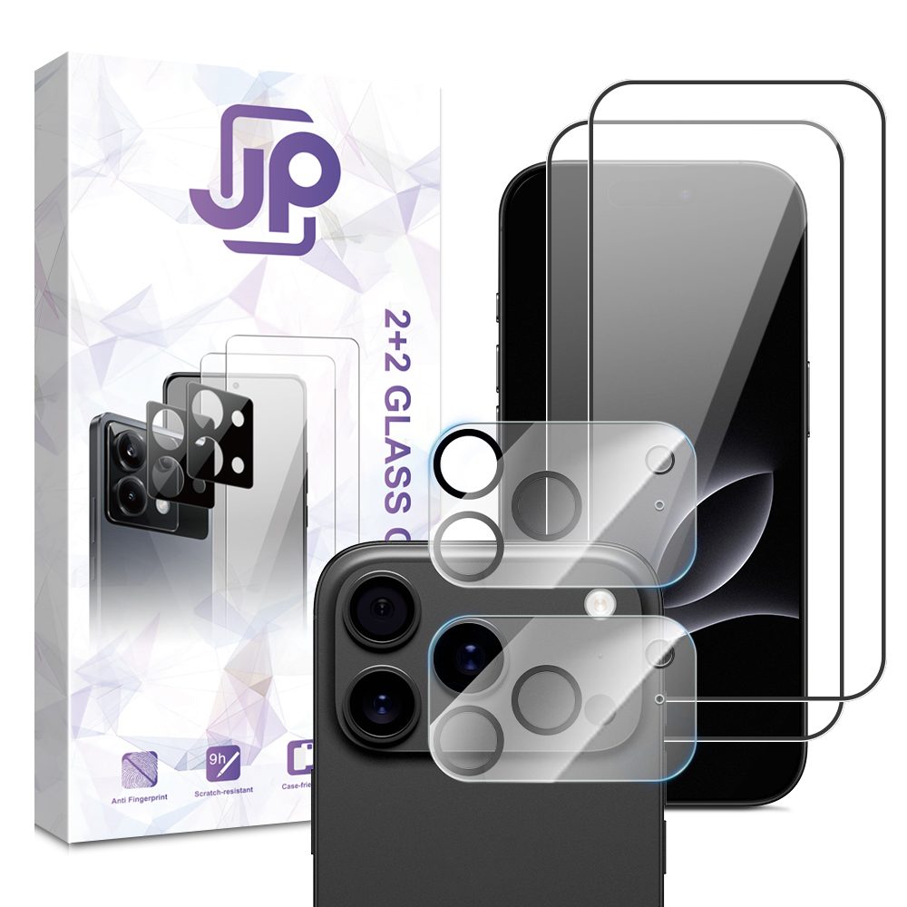 Levně JP Combo pack, Sada 2 tvrzených skel a 2 sklíček na fotoaparát, iPhone 17 Pro