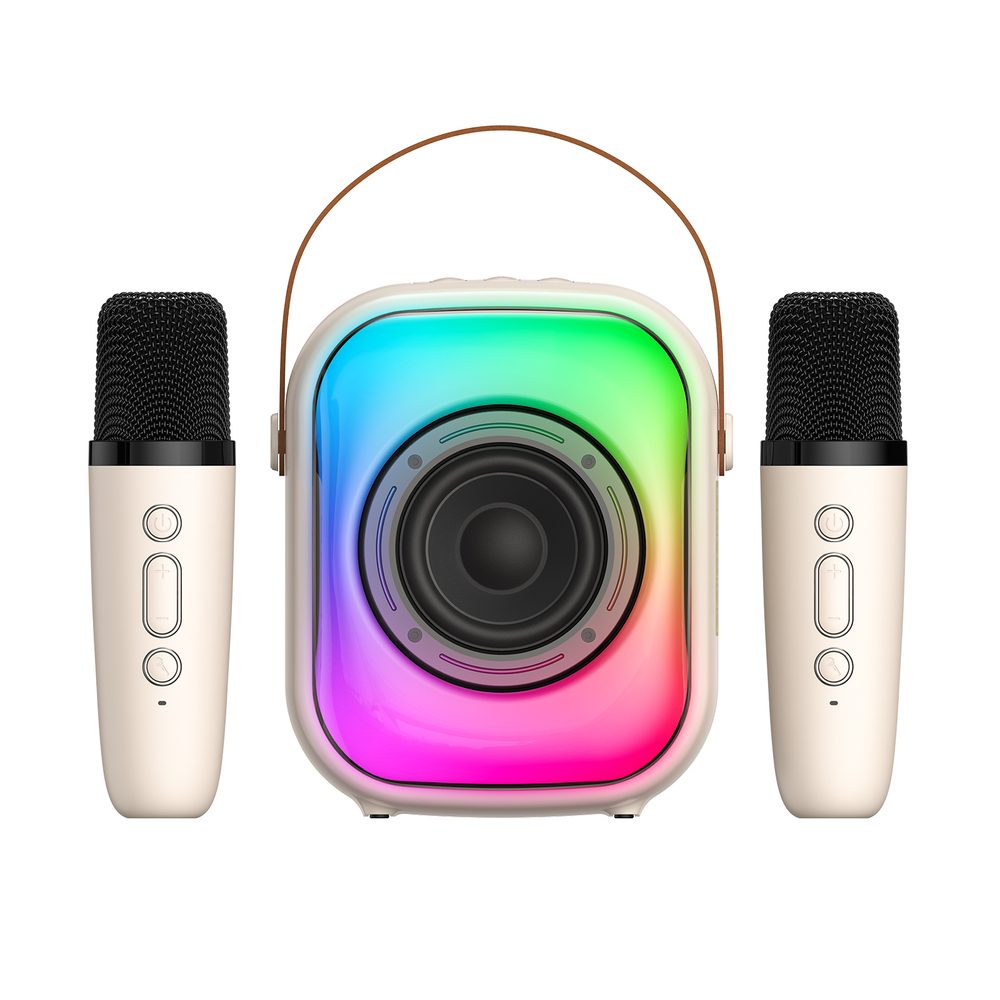 Levně Onikuma L7 Mini přenosný karaoke reproduktor s 2 bezdrátovými mikrofony, béžový