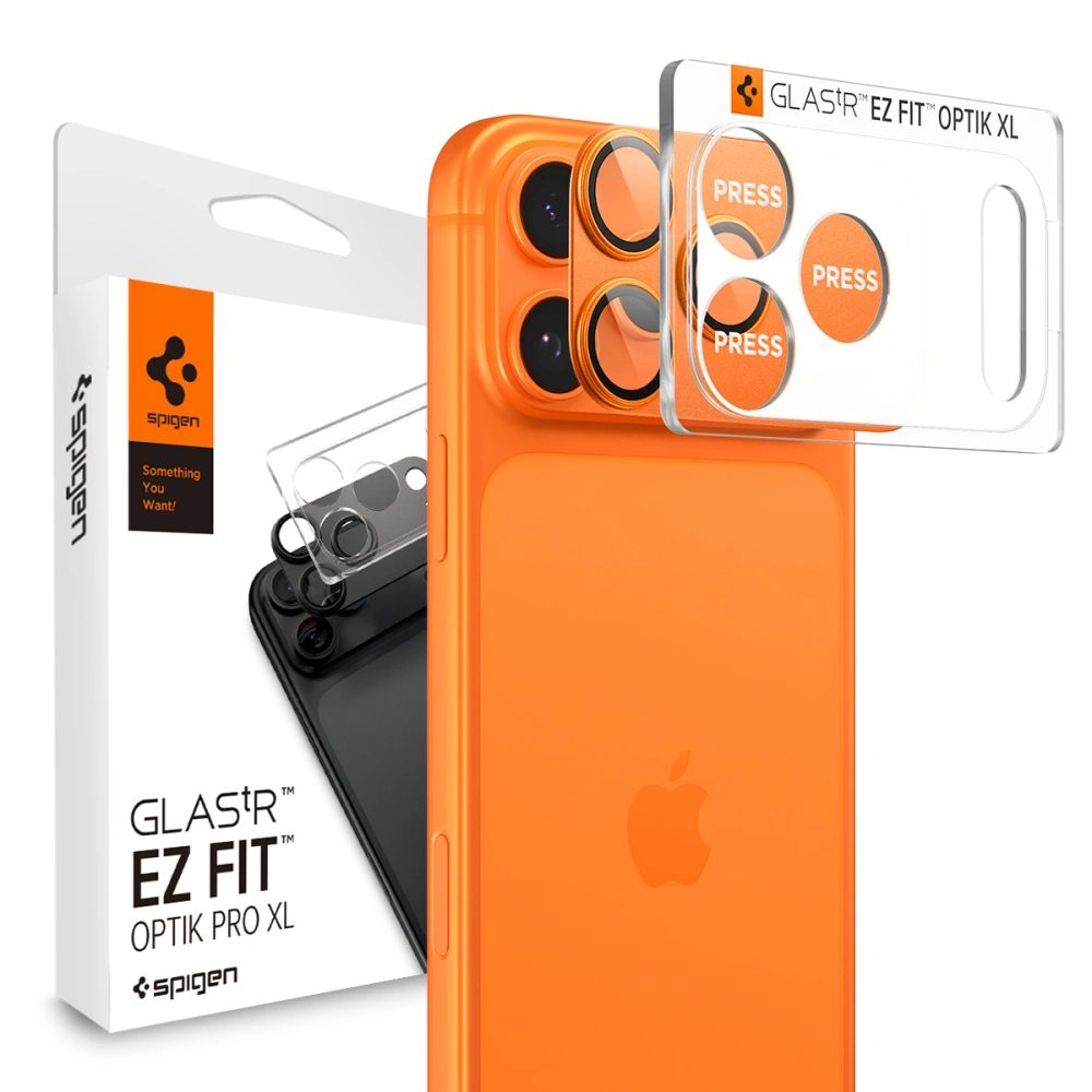 Levně Spigen Optik Pro XL TR EZ Fit ochrana fotoaparátu, iPhone 17 Pro, oranžová